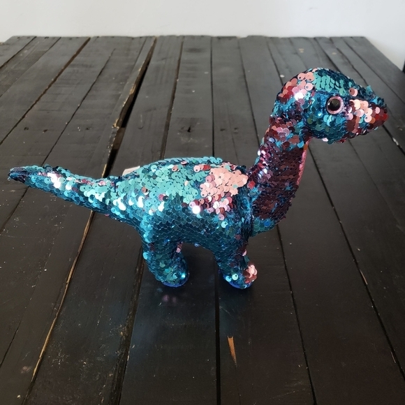 Ty Flippables Tremor Dinosaur Flip Sequin Pink Blue Stuffed Plush Animal Toy - Picture 1 of 8